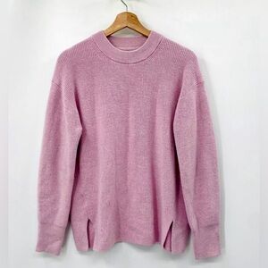 Lululemon Merino Wool-Blend Ribbed Crewneck Sweater Heathered Pink Peony
